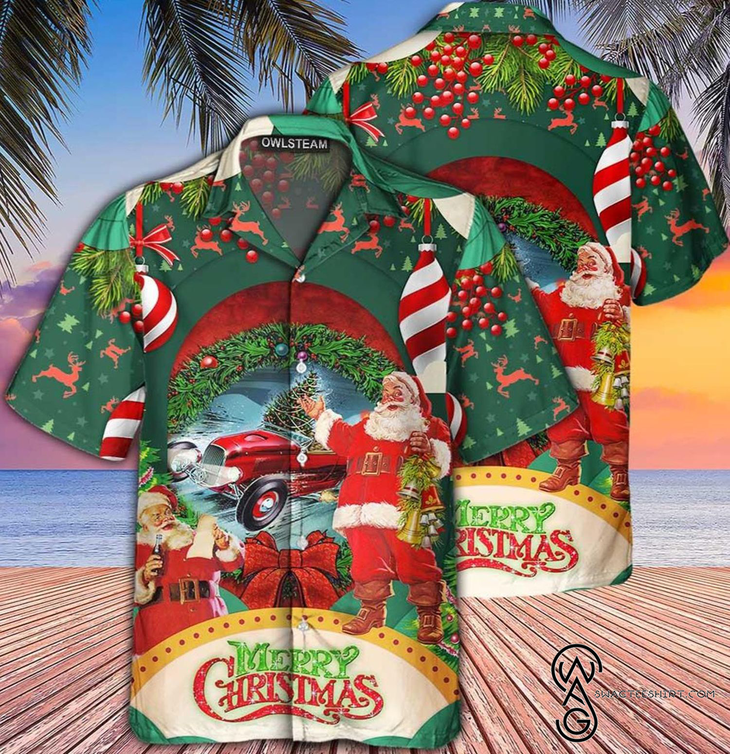 [Top Trending] Hot Rod Santa Merry Christmas Hawaiian Aloha Shirts